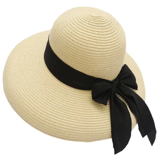 Spring Summer Sun Protection Straw Bucket Hat Children Seaside Vacation Summer Sun Visor Lamp Shade Pot Cap Holiday Outing Cap Straw Women Hat